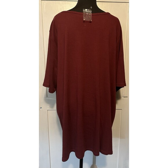 Quacker Factory Plus Maroon Crew Neck Sequin Detail Pocket Short Sleeve Top 3X - Picture 4 of 5